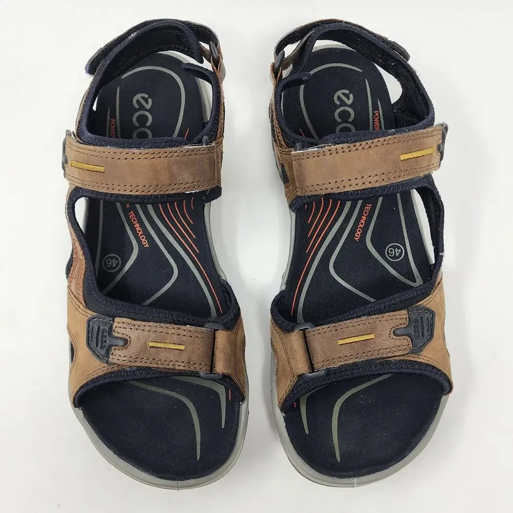 ECCO Offroad Hiking Sandal Men 12 Brown Nubuck Leather Comfort Shoes 06956456401